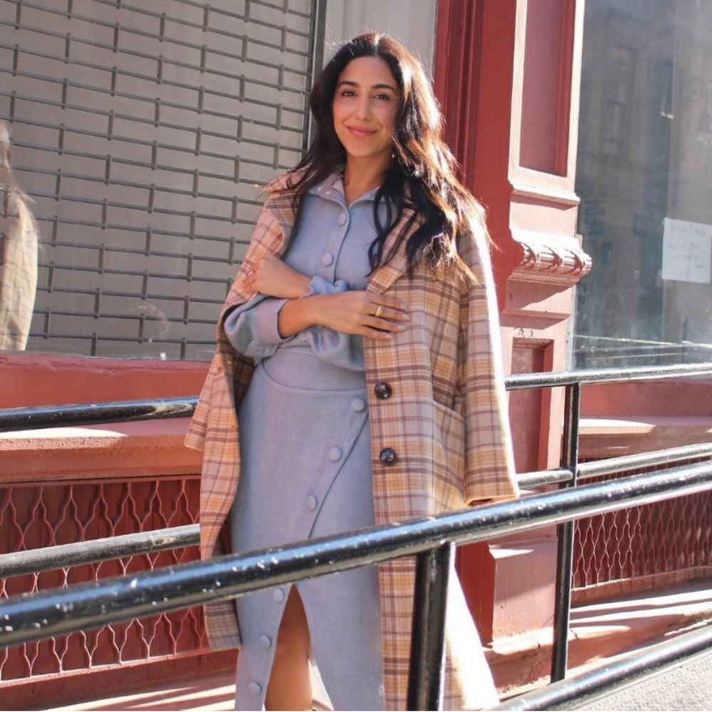 NEW PETITE STUDIO Christie Plaid Wool Coat XS